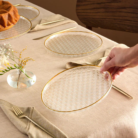 Karaca Rattan 7-Piece Serveware Set for 6 People, Gold
 