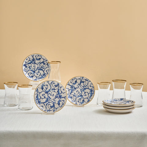 Karaca Mare 12-delige Glazen Turkse Theeset voor 6 Personen, 170 ml, Transparant