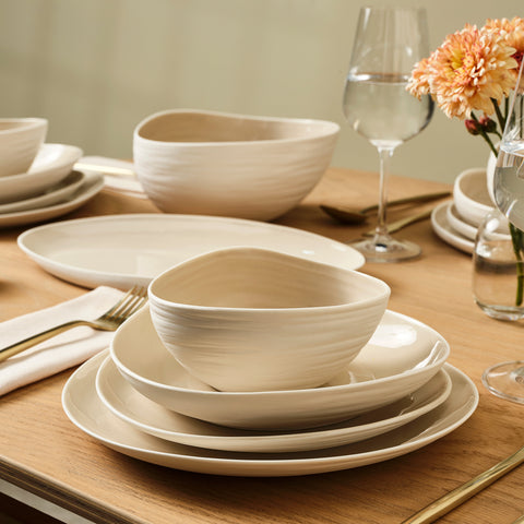 Karaca Earth Collection Rise 55-delige 12-persoons Serviesset, Cream