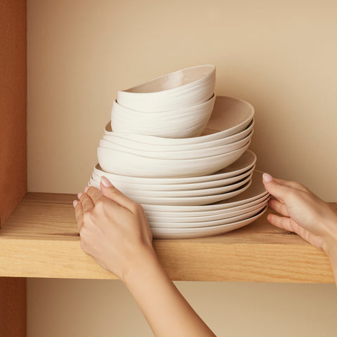 Karaca Earth Collection Rise 55-Piece Dinner Set for 12 People, Cream