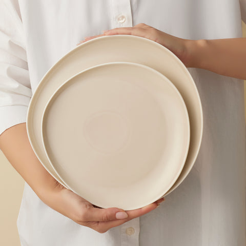 Karaca Earth Collection Rise 55-Piece Dinner Set for 12 People, Cream