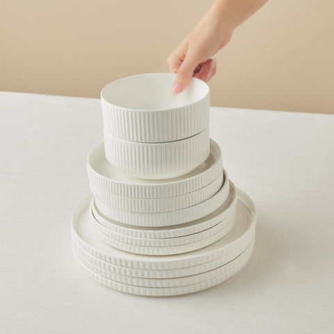 Karaca Forever Bone Pablito 53-Piece Dinner Set For 12 People, White