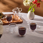 Karaca Olivier 6-Piece Double-Walled Espresso And Turkish Coffee Cup Set For 6 Persons, 80 Ml, Clear