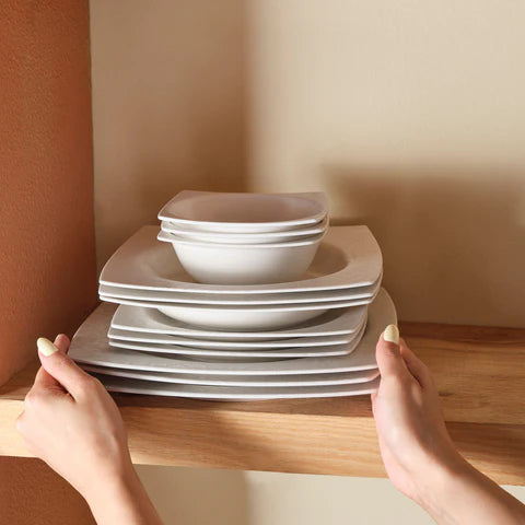 Karaca Square Bone Bridal 60-Piece Dinner Set For 12 Persons