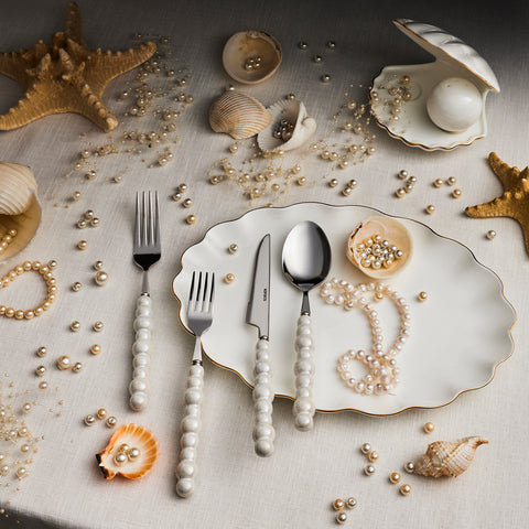 Karaca Pearl 24-Delige Bestekset Voor 6 Personen, Zilver