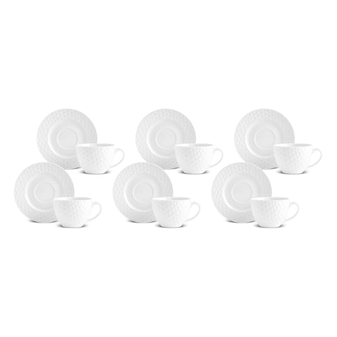 Karaca Nora Embossed Tea Cup Set for 6 People, 220 ml