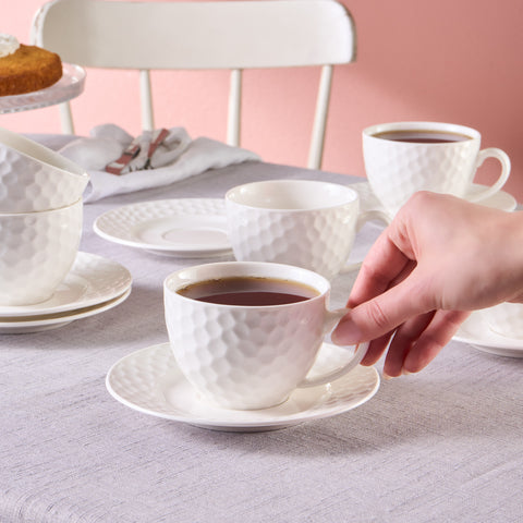 Karaca Nora Embossed Tea Cup Set for 6 People, 220 ml