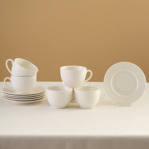 Karaca Nora Embossed Tea Cup Set for 6 People, 220 ml