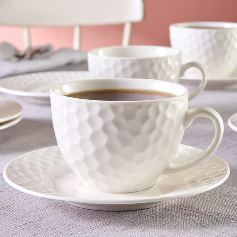 Karaca Nora Embossed Tea Cup Set for 6 People, 220 ml