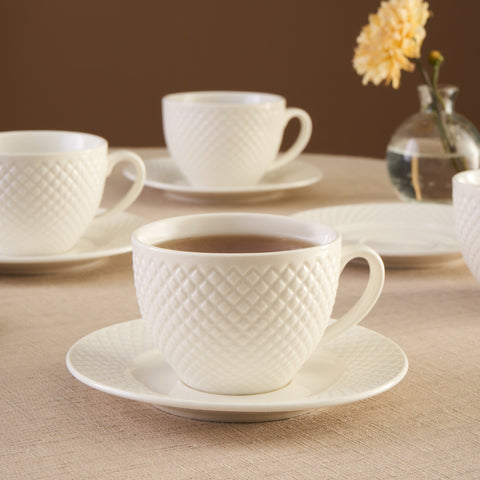 Karaca Nina Embossed Tea Cup Set for 6 People, 220 ml