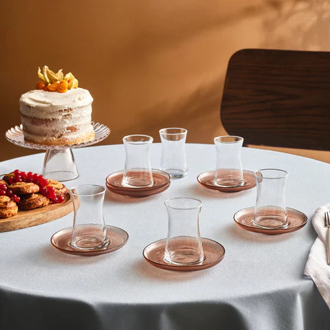 Karaca Juliet Mocha Mousse 12-Piece Tea Glass Set for 6 People, 170ml&nbsp;