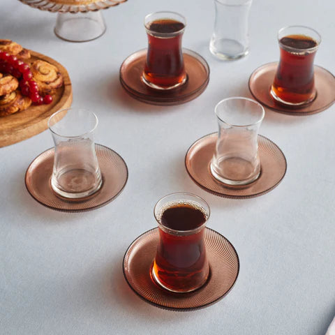 Karaca Juliet Mocha Mousse 12-Piece Tea Glass Set for 6 People, 170ml&nbsp;