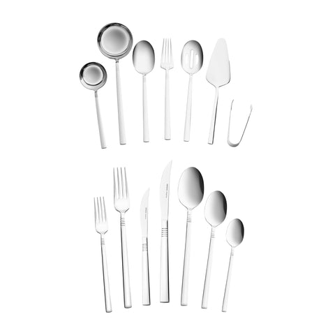 Karaca Nil 91-Piece Stainless Steel Cutlery Set with Serving Set, Silver