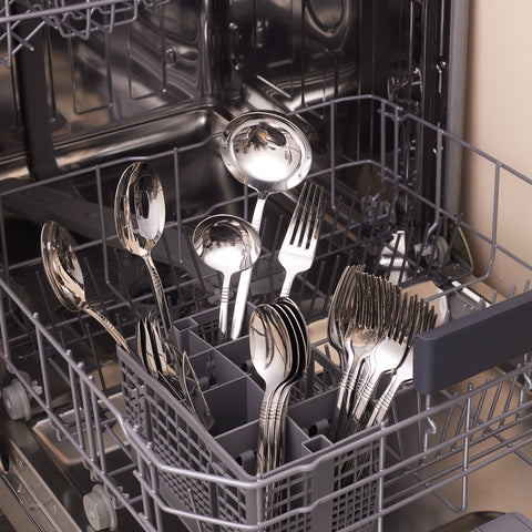 Karaca Nil 91-Piece Stainless Steel Cutlery Set with Serving Set, Silver