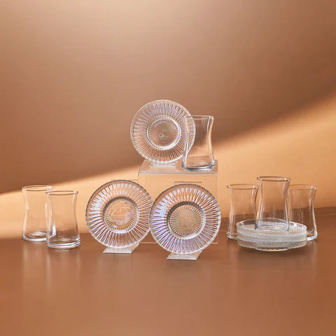 Karaca Lily 12-delige Turkse theeset voor 6 personen, 170 ml, Luster