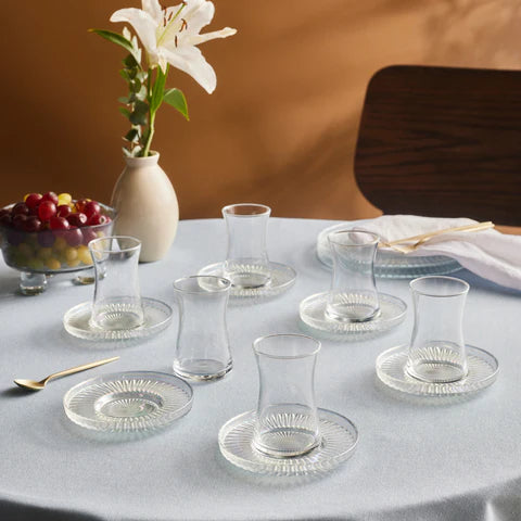 Karaca Lily 12-delige Turkse theeset voor 6 personen, 170 ml, Luster