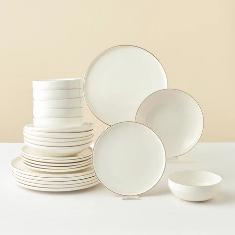 Karaca Stream Bone Meridian Dinner Set, 24-Piece, for 6 People, Gold