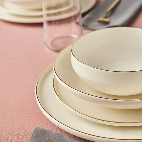 Karaca Stream Bone Meridian Serviesset, 24-delig, voor 6 Personen, Goud