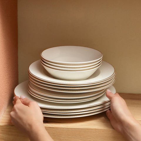 Karaca Stream Bone Massimo 24 Piece Gold Dinner Set