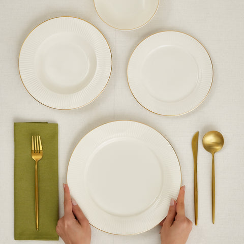 Karaca Stream Bone Massimo 24 Piece Gold Dinner Set