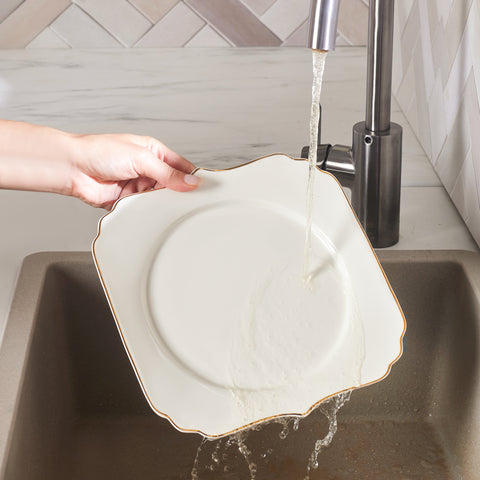 Karaca Stream Bone Vintage 24-Piece Dinner Set for 6 People, Gold