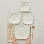 Karaca Stream Bone Vintage 24-Piece Dinner Set for 6 People, Gold