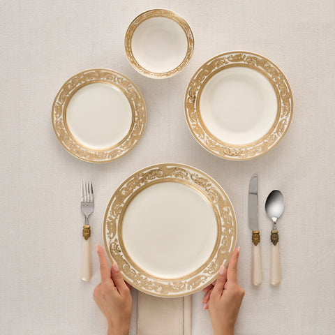 Karaca Elegance Bone Isola 24-Delig Serviesset Voor 6 Personen, Multicolor