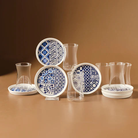 Karaca Portela 12-delige Turkse Theeset van Bone China voor 6 Personen, 170 ml, Meerkleurig