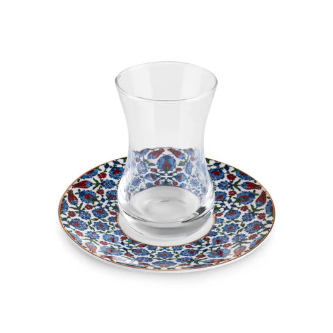 Karaca Emirgan 12-delige Turkse Theeset van Bone China voor 6 Personen, 130 ml, Meerkleurig