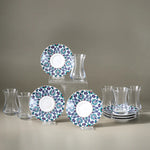 Karaca Edirne 12-delige Bone China Turkse theeset voor 6 personen, 130 ml, Meerkleurig