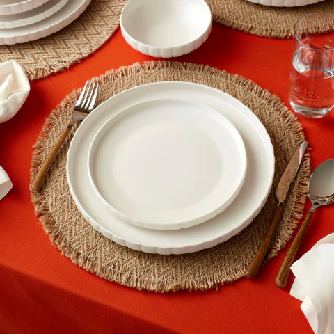 Karaca Stream Bone China Pumpkin 24-delig serviesset voor 6 personen, Wit