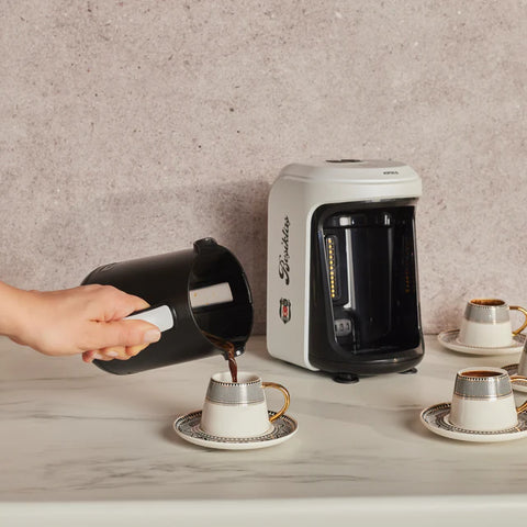 Karaca x Beşiktaş Licensed Hatır Hüps Turkish Coffee Machine with Milk Function and Anthem Feature