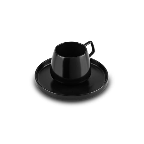 Karaca Streamline Saturn Coffee Cup Set for 2 People, 4-Piece, Matte Black