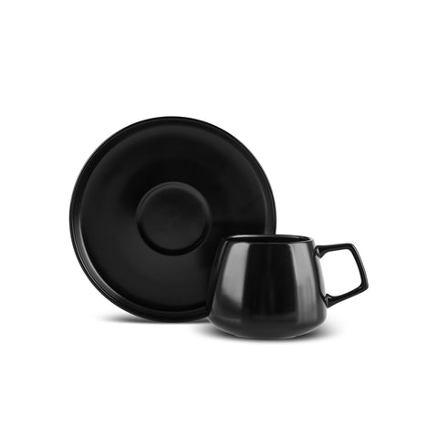 Karaca Streamline Saturn Coffee Cup Set for 2 People, 4-Piece, Matte Black