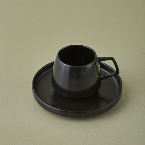 Karaca Streamline Saturn Coffee Cup Set for 2 People, 4-Piece, Matte Black