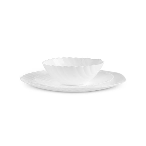 Karaca White Shell Opal Glass Dinnerware Set, 18-Piece, for 6 People