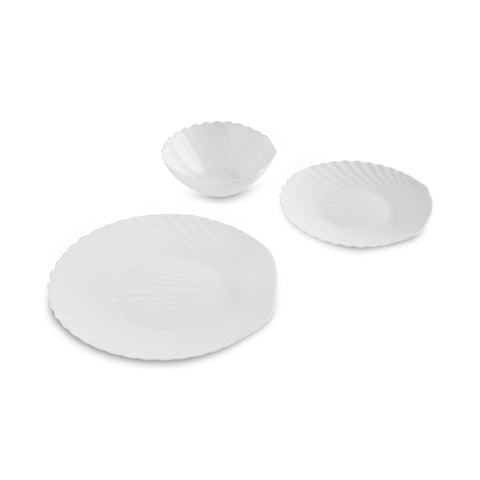 Karaca White Shell Opal Glass Dinnerware Set, 18-Piece, for 6 People