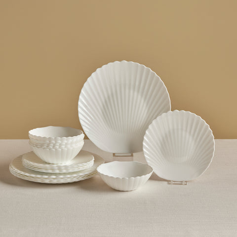 Karaca White Shell Opaalglas Serviesset, 18-delig, voor 6 Personen