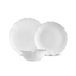 Karaca White Flower 18-Piece Opal Glass Dinnerware Set for 6 People