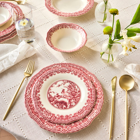 Karaca Bone China Rosie 24-Piece Dinner Set for 6 People, Multi