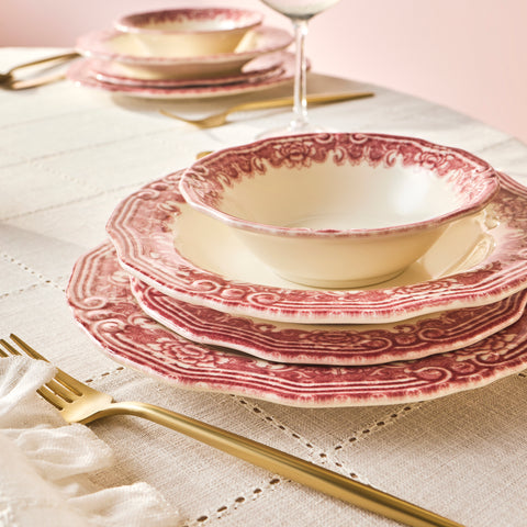 Karaca Bone China Rosie 24-Piece Dinner Set for 6 People, Multi