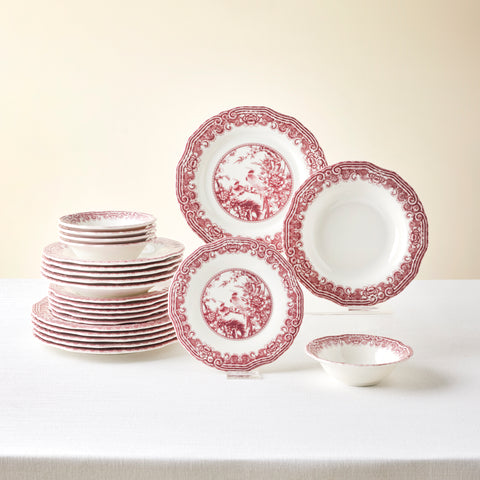 Karaca Bone China Rosie 24-Piece Dinner Set for 6 People, Multi