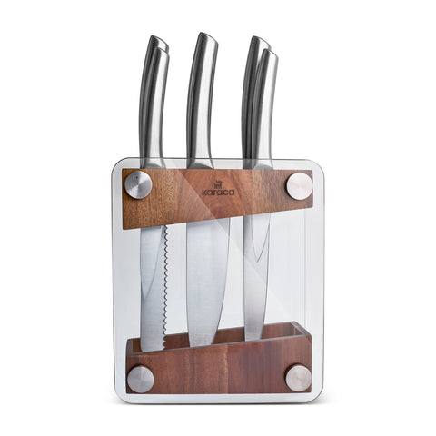 Karaca Venüs 6-Piece Knife Set in Glass Block