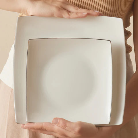 Karaca Square Bone Lucia 60-Piece Dinner Set For 12 Persons – Gold