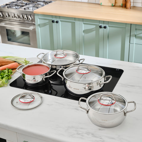 Karaca Emirgan - 8-delige set stalen pannen