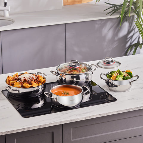 Karaca Emirgan - 8-delige set stalen pannen