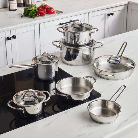 Karaca Ada - 12-delige set stalen pannen