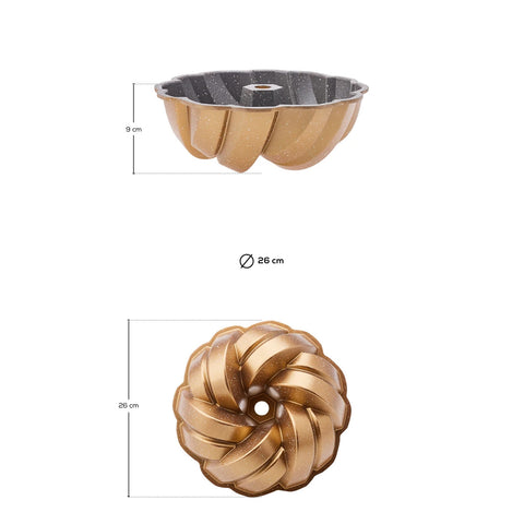 Karaca Gietaluminium Cakevorm Gevlochten Goud 26 cm
