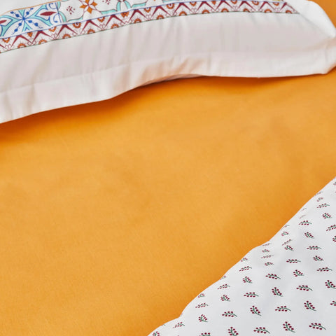 Karaca Home Lumina 100% Katoenen Tweepersoons Dekbedovertrek Set Geel