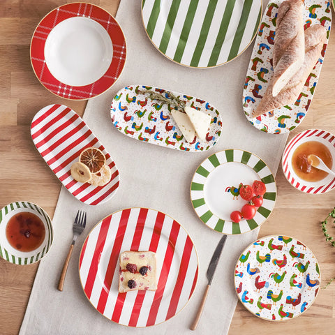 Karaca serveerbord, rood gestreept 27 cm